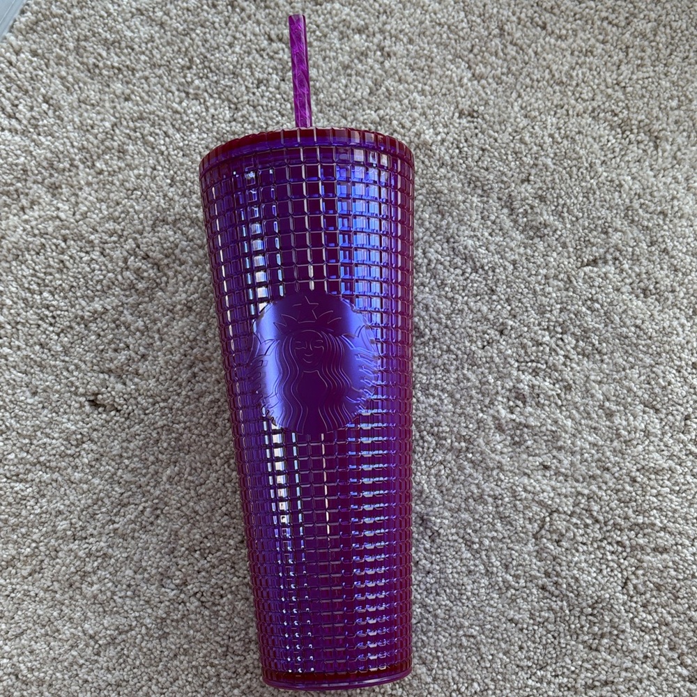 Purple Tumbler with Straw